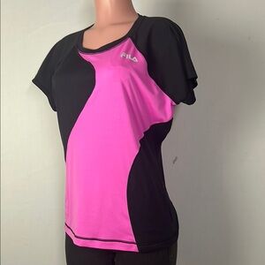 🎾 Fila Sport Womens Performance Gray Stretch Short Sleeved Shirt Size XL  Pocke